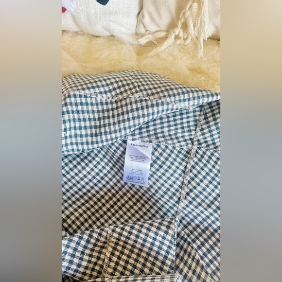 Reformation Balia Linen Dress In Slate Check, brand new, never worn, no flaws. - Picture 13 of 16